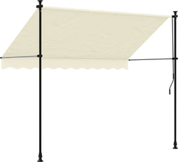 vidaXL - Luifel - uittrekbaar - 250x150 - cm - stof - en - staal - crèmekleurig