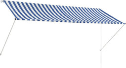 vidaXL - Luifel - uittrekbaar - 300x150 - cm - blauw - en - wit