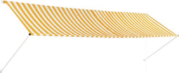 vidaXL - Luifel - uittrekbaar - 400x150 - cm - geel - en - wit