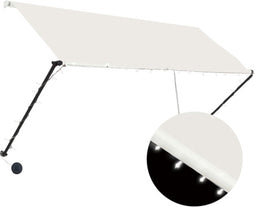 vidaXL - Luifel - uittrekbaar - met - LED - 250x150 - cm - crème