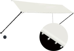 vidaXL - Luifel - uittrekbaar - met - LED - 350x150 - cm - crème