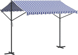 vidaXL - Luifel - vrijstaand - 300x300 - cm - stof - en - staal - blauw - en - wit
