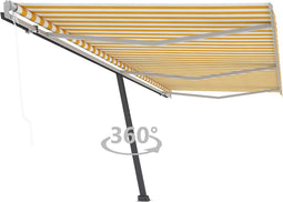 vidaXL - Luifel - vrijstaand - automatisch - 600x350 - cm - geel - en - wit
