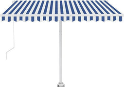 vidaXL - Luifel - vrijstaand - handmatig - uittrekbaar - 300x250 - cm - blauw - en - wit