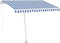 vidaXL - Luifel - vrijstaand - handmatig - uittrekbaar - 300x250 - cm - blauw - en - wit