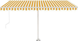 vidaXL - Luifel - vrijstaand - handmatig - uittrekbaar - 400x350 - cm - geel - en - wit