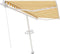 vidaXL - Luifel - vrijstaand - handmatig - uittrekbaar - 400x350 - cm - geel - en - wit