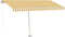 vidaXL - Luifel - vrijstaand - handmatig - uittrekbaar - 400x350 - cm - geel - en - wit