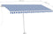 vidaXL - Luifel - vrijstaand - handmatig - uittrekbaar - 450x300 - cm - blauw - en - wit