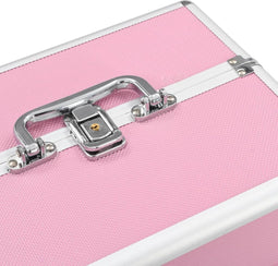 vidaXL - Make-up - koffer - 22x30x21 - cm - aluminium - roze