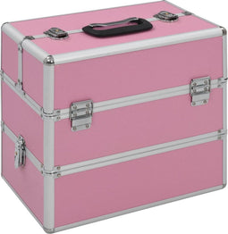 vidaXL - Make-up - koffer - 37x24x35 - cm - aluminium - roze