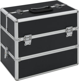 vidaXL - Make-up - koffer - 37x24x35 - cm - aluminium - zwart
