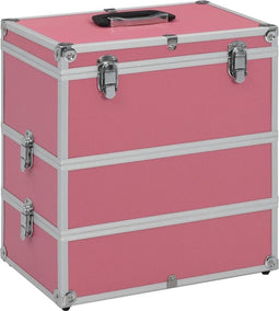 vidaXL - Make-up - koffer - 37x24x40 - cm - aluminium - roze