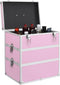 vidaXL - Make-up - koffer - 37x24x40 - cm - aluminium - roze