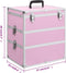 vidaXL - Make-up - koffer - 37x24x40 - cm - aluminium - roze