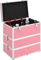 vidaXL - Make-up - koffer - 37x24x40 - cm - aluminium - roze