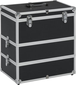 vidaXL - Make-up - koffer - 37x24x40 - cm - aluminium - zwart