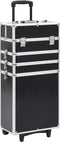 vidaXL - Make-up - trolley - aluminium - zwart - met - krokodillenpatroon