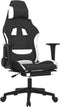 vidaXL - Massage - gamestoel - met - voetensteun - stof - zwart - en - wit