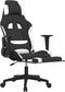 vidaXL - Massage - gamestoel - met - voetensteun - stof - zwart - en - wit