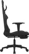 vidaXL - Massage - gamestoel - met - voetensteun - stof - zwart - en - wit
