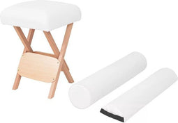 vidaXL - Massagekruk - met - 12cm - dikke - zitting - en - 2 - bolsters - inklapbaar - wit