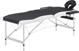vidaXL - Massagetafel - inklapbaar - 2 - zones - aluminium - zwart - en - wit