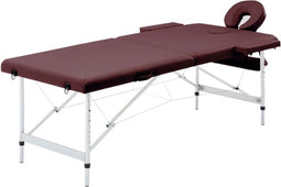 vidaXL - Massagetafel - inklapbaar - 2 - zones - aluminum - wijnpaars