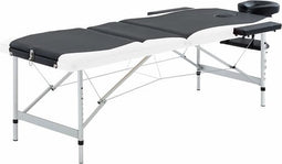 vidaXL - Massagetafel - inklapbaar - 3 - zones - aluminium - zwart - en - wit