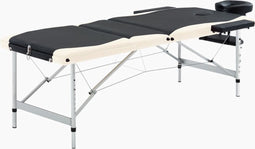 vidaXL - Massagetafel - inklapbaar - 3 - zones - aluminium - zwart - en - beige