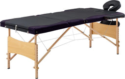 vidaXL - Massagetafel - inklapbaar - 3 - zones - hout - zwart - en - paars