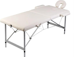 vidaXL - Massagetafel - met - 2 - zones - inklapbaar - aluminium - frame - crèmewit