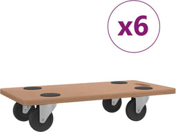vidaXL - Meubelhondjes - 6 - st - rechthoekig - bewerkt - hout