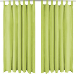 vidaXL - Micro-satijnen - gordijnen - met - lussen - 140x225 - cm - groen - 2 - st