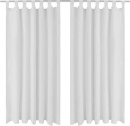 vidaXL - Micro-Satijnen - Gordijnen - met - Ringen - 140 - x - 175 - cm - 2 - stuks - (Creme)