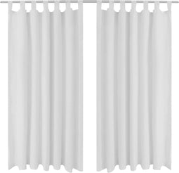 vidaXL - Micro-Satijnen - Gordijnen - met - Ringen - 140 - x - 245 - cm - 2 - stuks - (Wit)