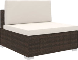 vidaXL - Middenbank - 1 - st - met - kussens - poly - rattan - bruin