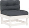 vidaXL - Middenbank - met - kussens - massief - grenenhout - wit