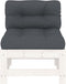 vidaXL - Middenbank - met - kussens - massief - grenenhout - wit