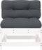 vidaXL - Middenbank - met - kussens - massief - grenenhout - wit