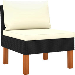 vidaXL - Middenbank - poly - rattan - en - massief - eucalyptushout