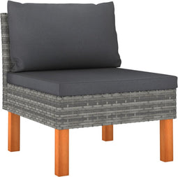 vidaXL - Middenbank - poly - rattan - en - massief - eucalyptushout