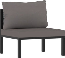 vidaXL - Middenbank - sectioneel - met - kussen - poly - rattan - antraciet