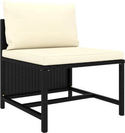 vidaXL - Middenbank - sectioneel - met - kussens - poly - rattan - zwart