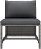 vidaXL - Middenbank - sectioneel - met - kussens - poly - rattan - grijs