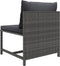 vidaXL - Middenbank - sectioneel - met - kussens - poly - rattan - grijs