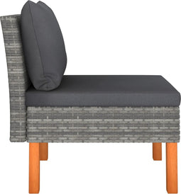 vidaXL - Middenbanken - 2 - st - poly - rattan - en - massief - eucalyptushout