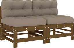 vidaXL - Middenbanken - met - kussens - 2 - st - massief - grenenhout - honingbruin