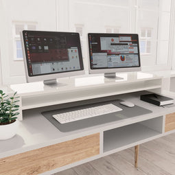 vidaXL - Monitorstandaard - 100x24x13 - cm - bewerkt - hout - hoogglans - wit