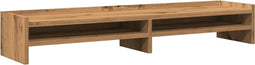 vidaXL - Monitorstandaard - 100x24x16 - cm - bewerkt - hout - artisanaal - eiken